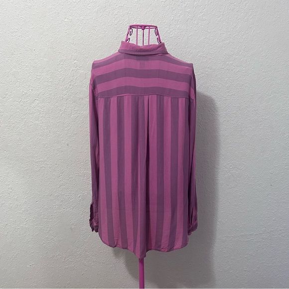 Ana pink and purple striped button up blouse - Picture 4 of 16